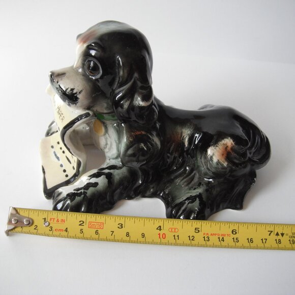 Vintage Pottery Ceramic Cocker Spaniel Dog w/Newspaper Figurine Statue Sculpture - Picture 6 of 8